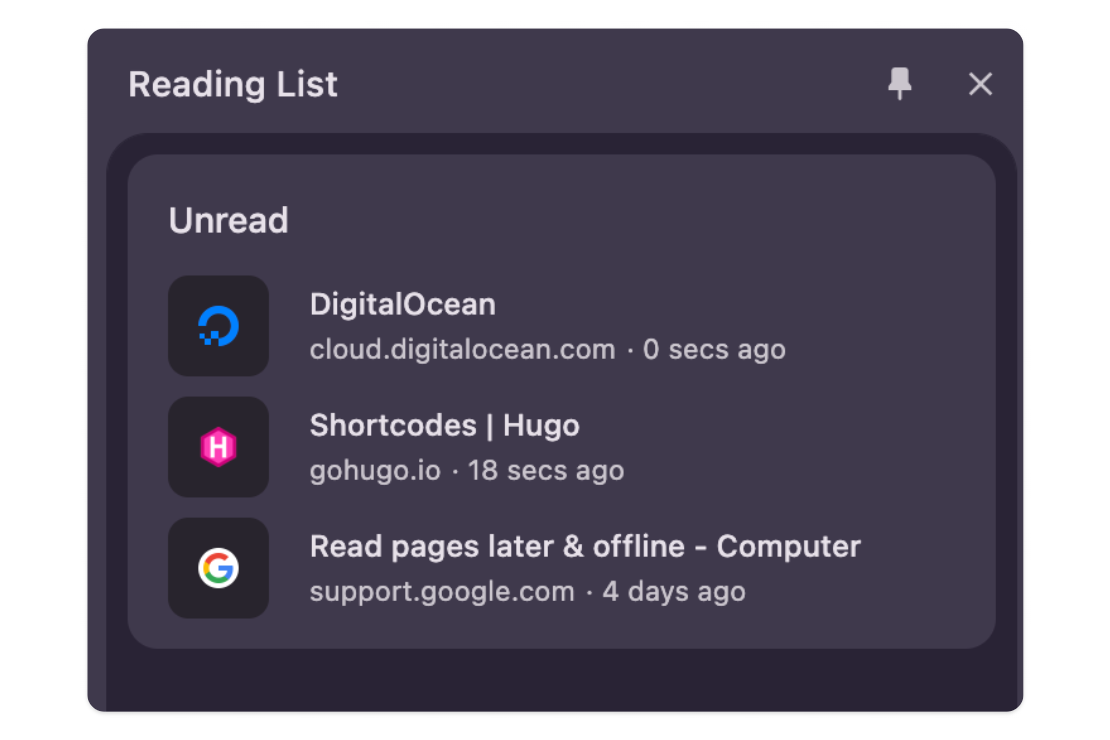 Reading List Sidebar in Chrome